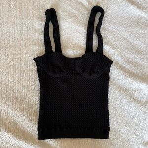 DANIELLE BERNSTEIN Black Ribbed Top